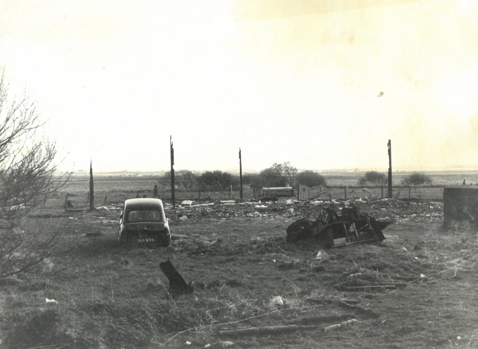 Picture shows old cars and piles of rubbish before WWT Martin Mere was bought by Sir Peter Scott.